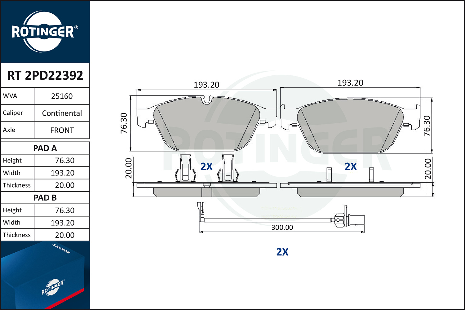 ROTINGER Fékbetét, mind RT2PD22392_ROT